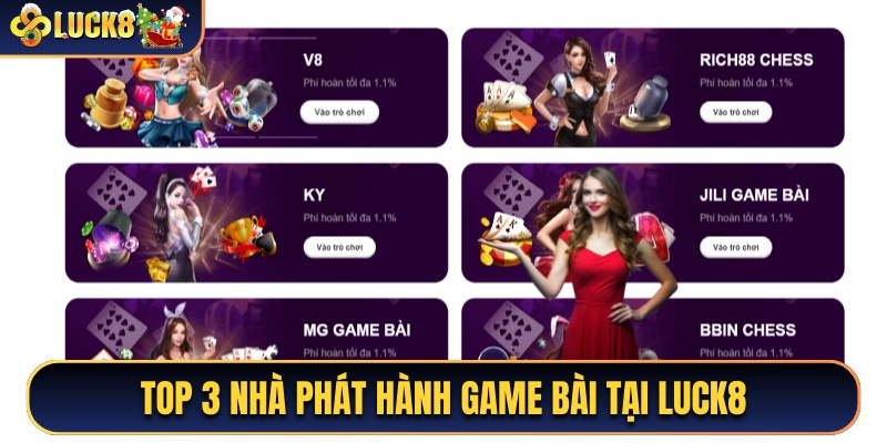 Top 3 nhà phát hành game đánh bài đình đám